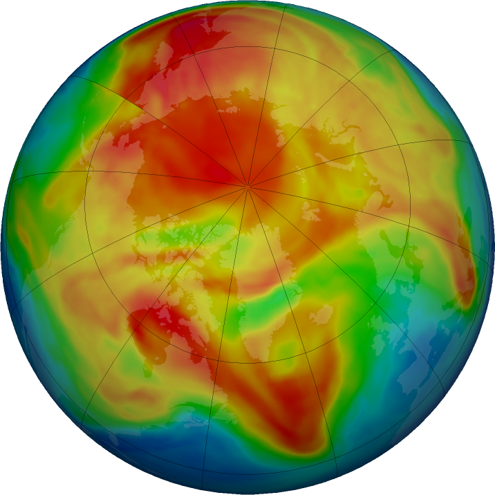 Arctic ozone map for 13 February 2019